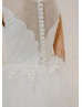 Beaded Ivory Lace Tulle Flower Girl Dress Communion Dress